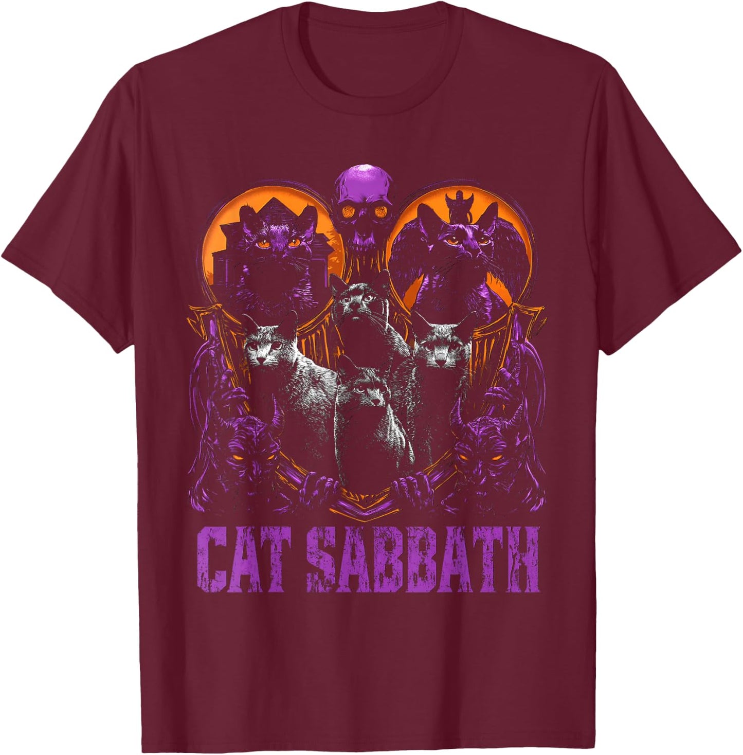 Cat Sabbath Feline Heavy Rock Band Parody Rock Music T-Shirt - T-Shirt | Maroon