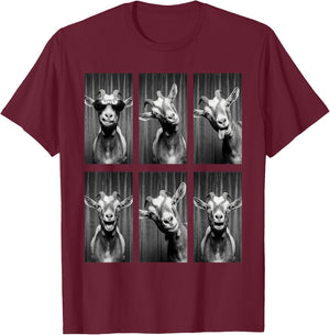 Goat Photobooth Funny Farm Animal Portrait T-Shirt - T-Shirt | Maroon