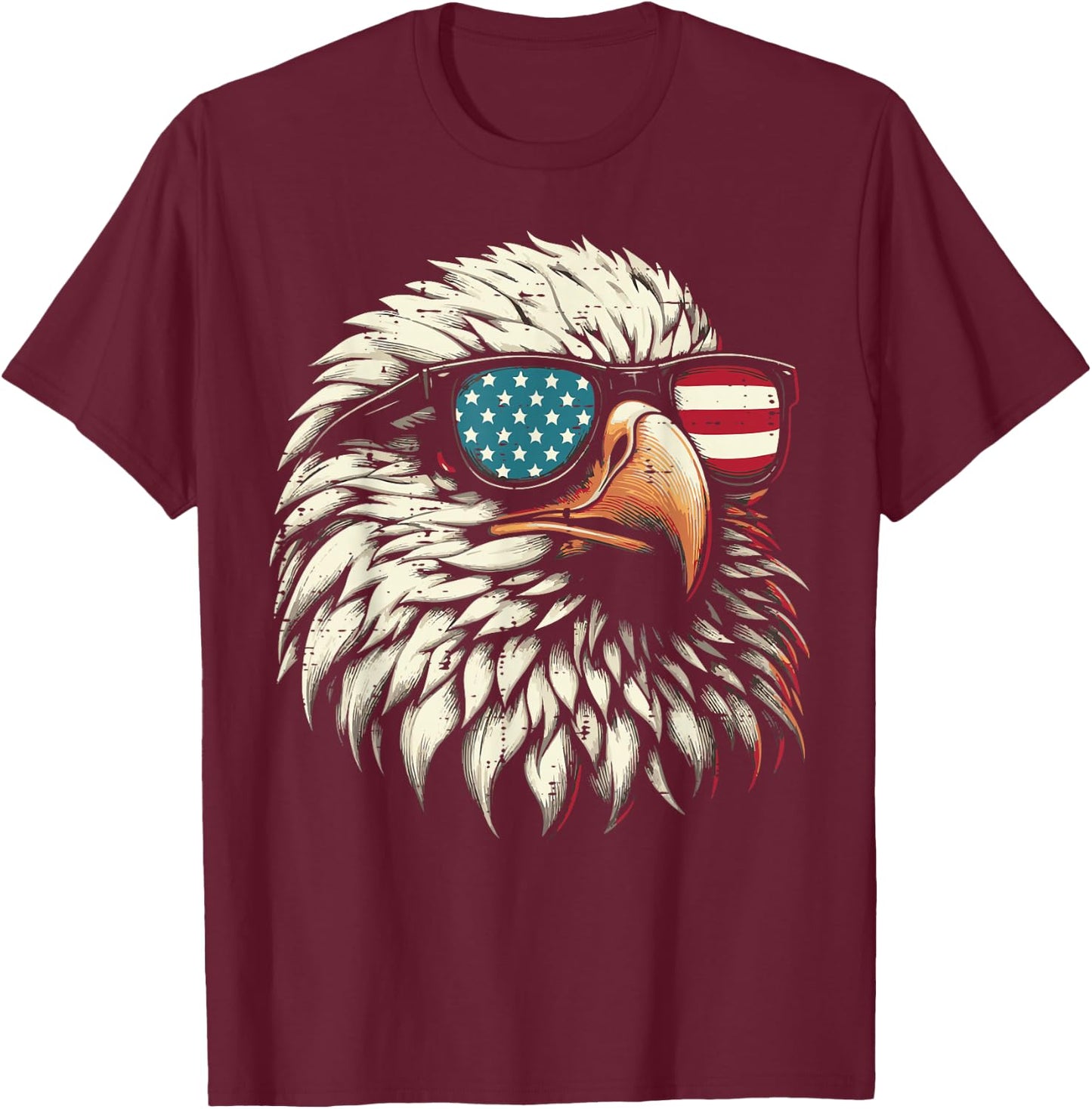 American Eagle USA Sunglasses 4th Of July Women Men Kids T-Shirt - T-Shirt | Maroon