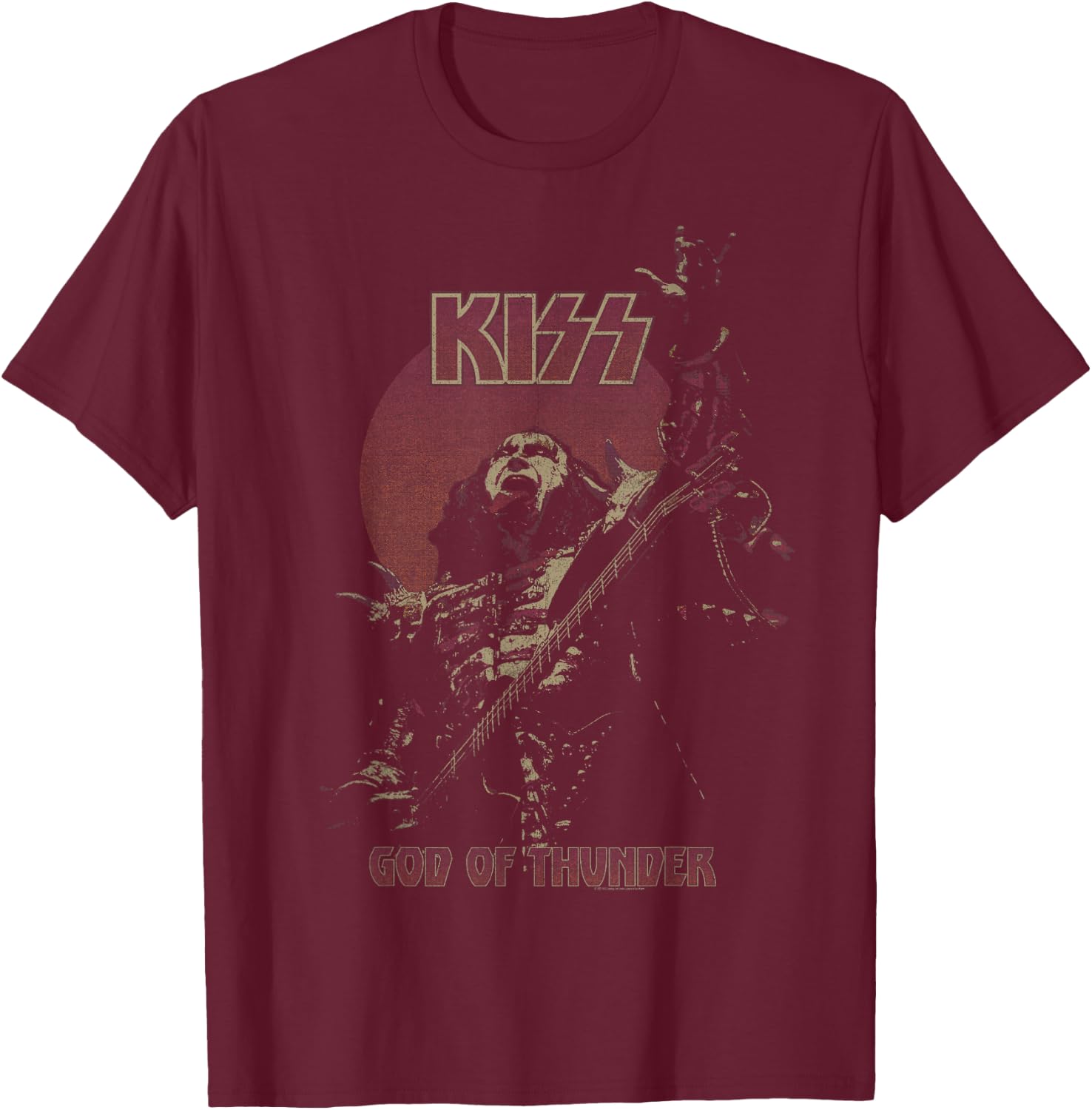 KISS - God Of Thunder , Black T-Shirt - T-Shirt | Maroon