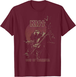 KISS - God Of Thunder , Black T-Shirt - T-Shirt | Maroon