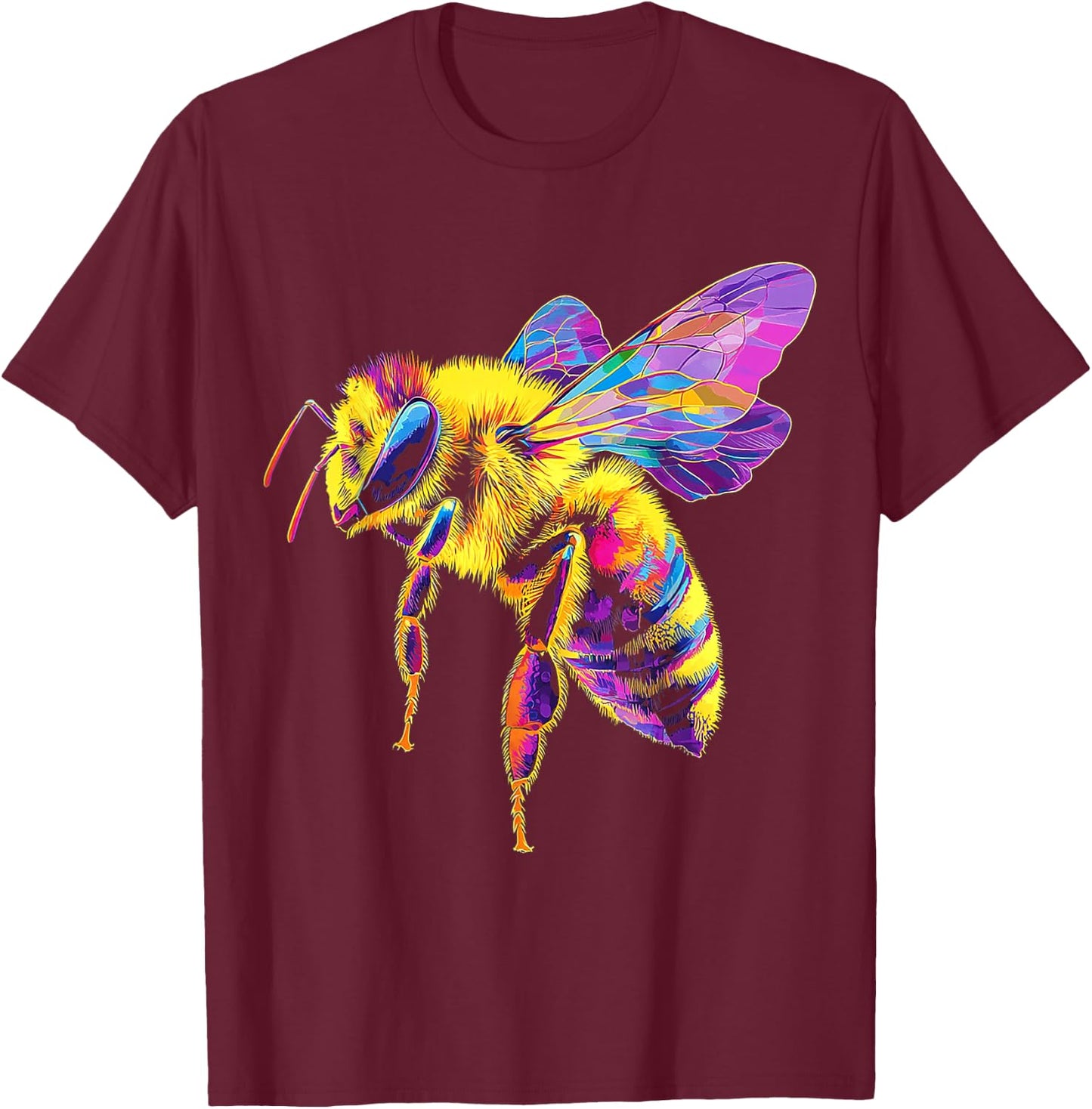Bee Animal Motif Geometric Artwork Bee T-Shirt - T-Shirt | Maroon