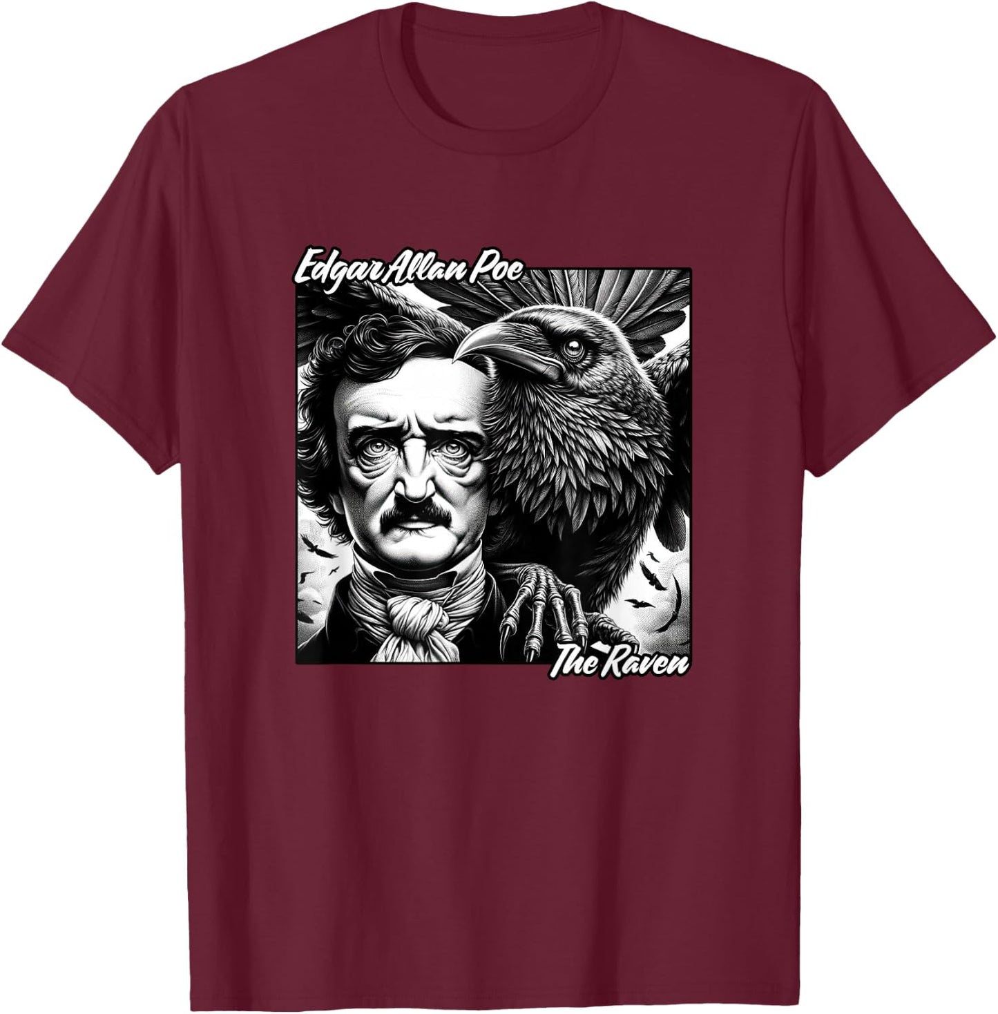 Edgar Allan Poe Nevermore Quoth The Raven T-Shirt - T-Shirt | Maroon