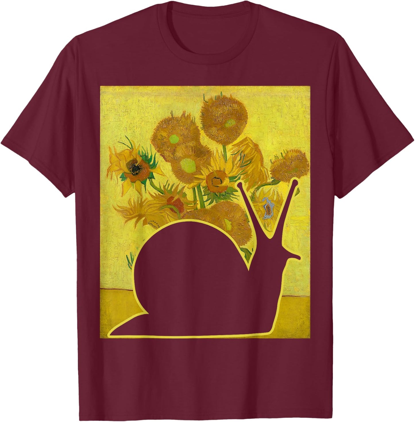 Snail Sunflowers Snail Lover Malacology Snail Painting T-Shirt - T-Shirt | Maroon