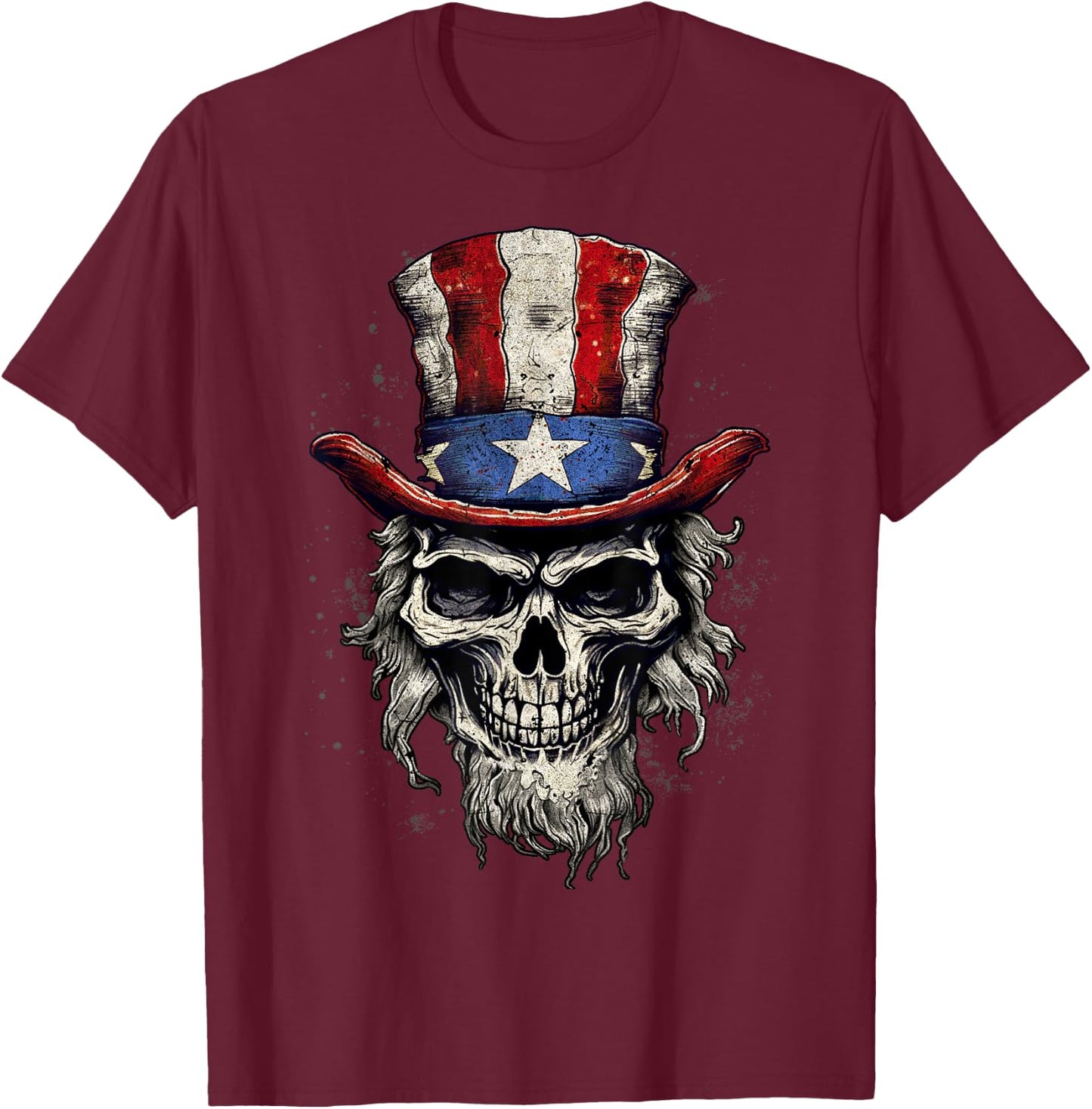 Uncle Sam Skull T-Shirt - T-Shirt | Maroon