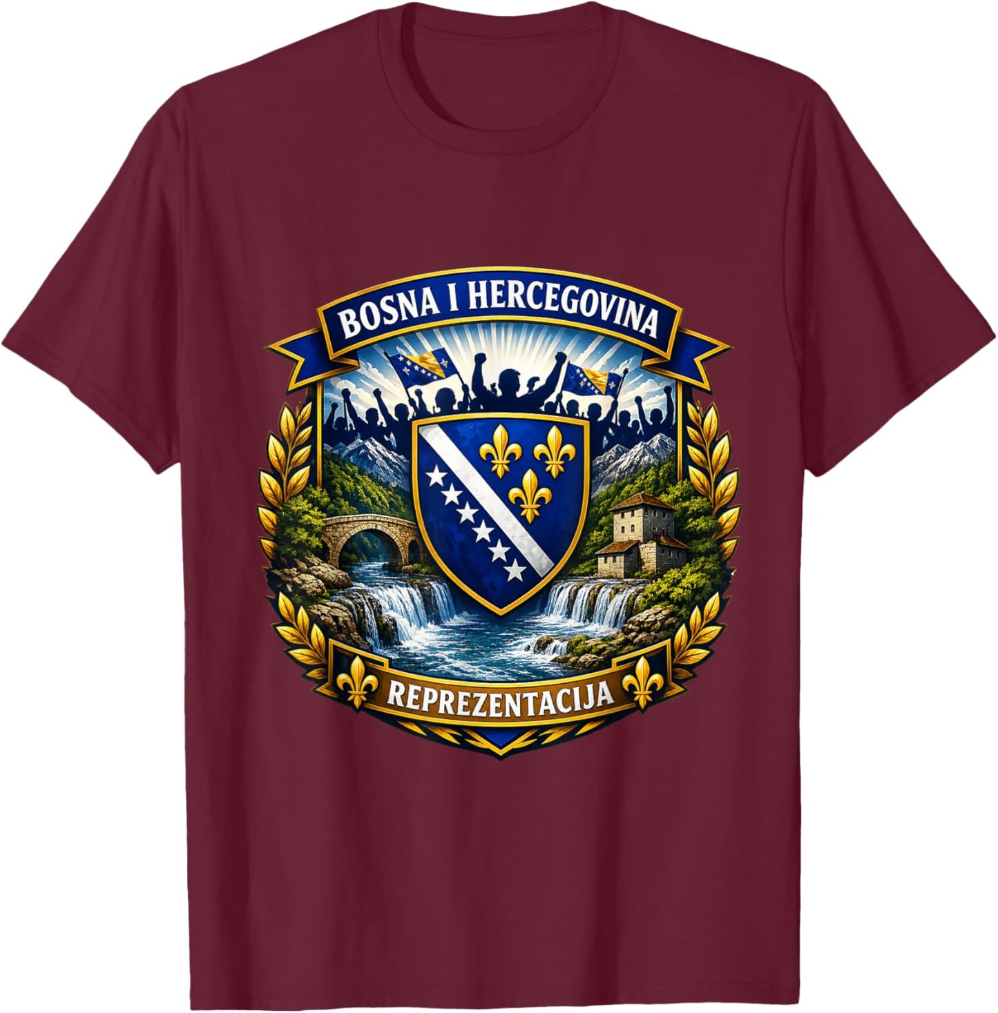Bosnien Herzegowina Fans & Ljiljani T-Shirt - T-Shirt | Maroon