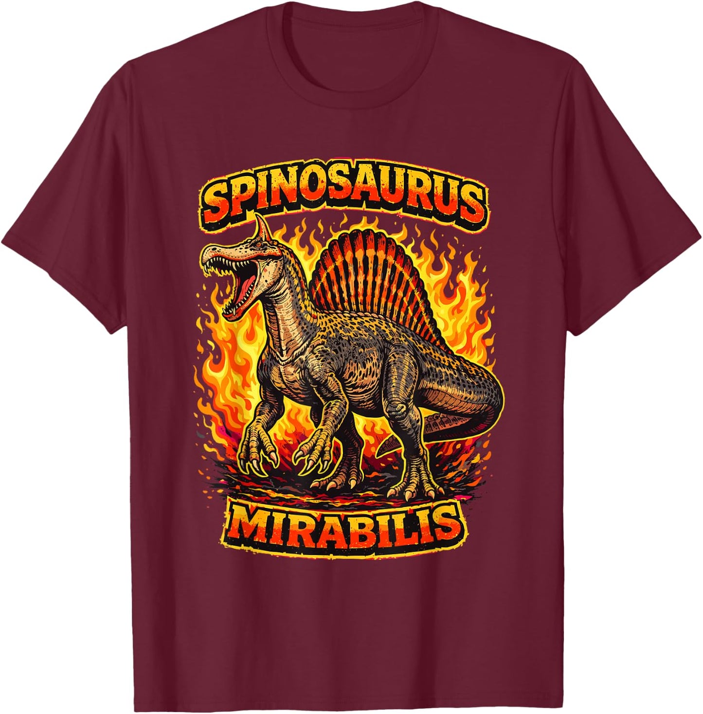 New Spinosaurus Mirabilis 2026 Discovery Hell Heron Dinosaur T-Shirt - T-Shirt | Maroon