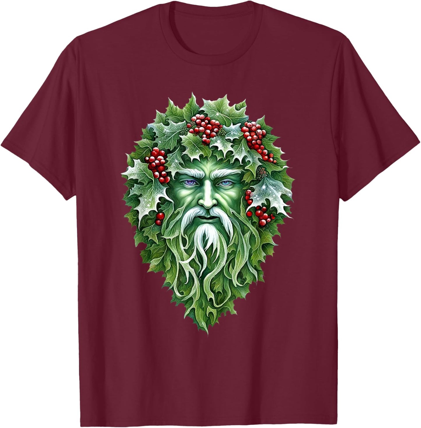Yule Holly King Green T-Shirt - T-Shirt | Maroon