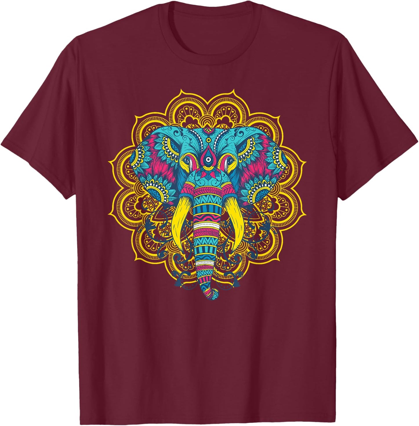 Wir Lieben Elefanten Elephant Mandala Pattern India Hinduism Yoga Gift T-Shirt - T-Shirt | Maroon