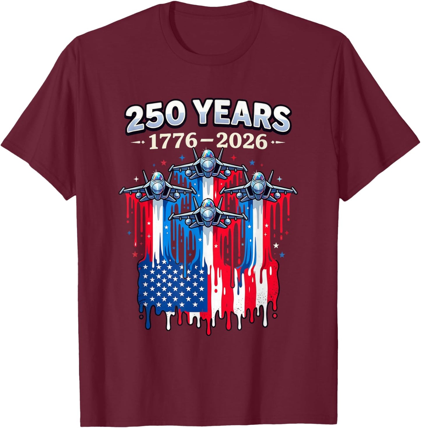 250 Anniversary USA Flag T-Shirt - T-Shirt | Maroon