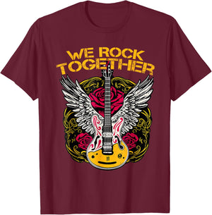 We Rock Together Guitar Rock N Roll Guitar Wings Rock T-Shirt - T-Shirt | Maroon
