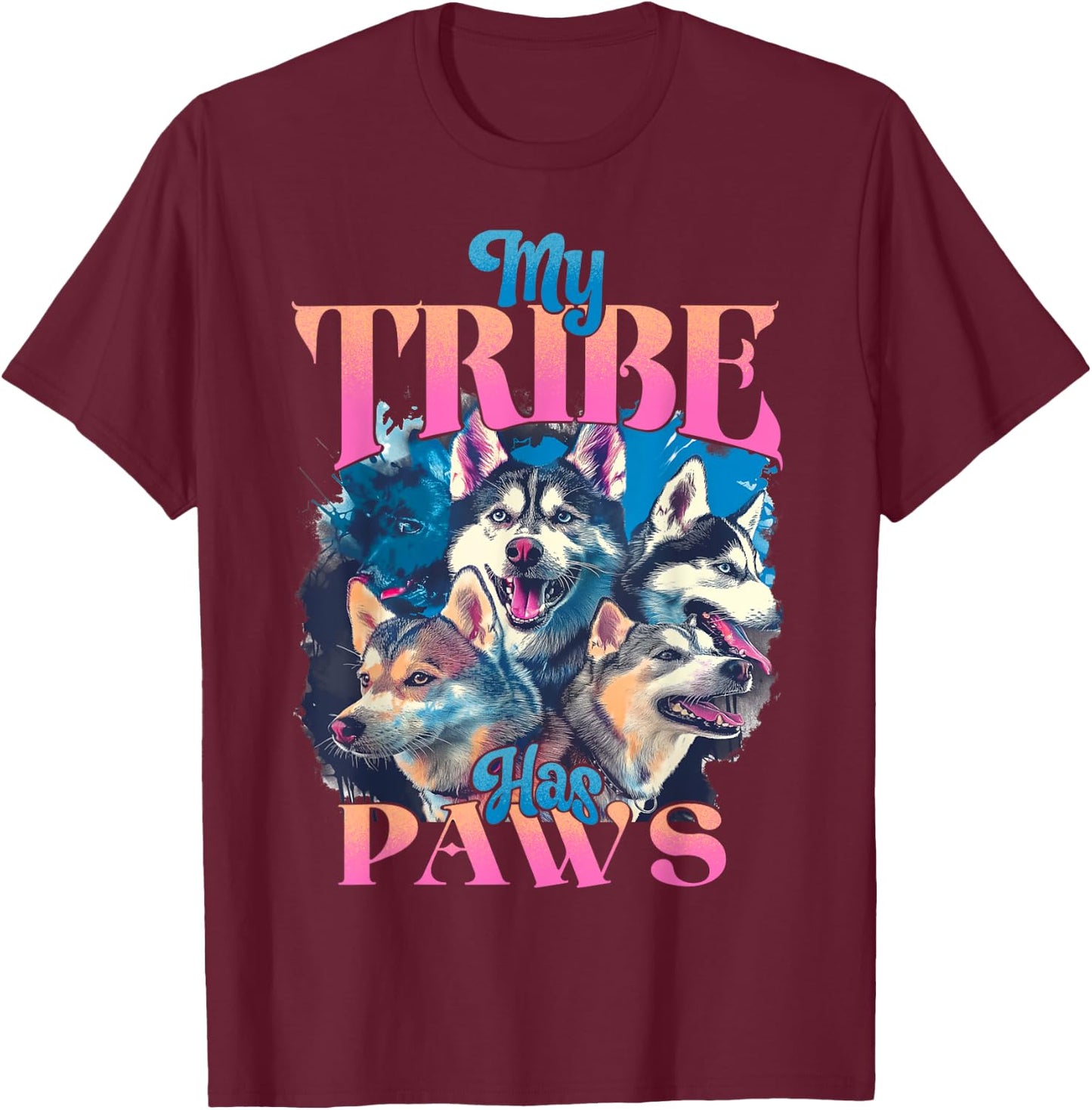 Dog Lover Bootleg Siberian Husky Dog Owner Girl and Woman T-Shirt - T-Shirt | Maroon