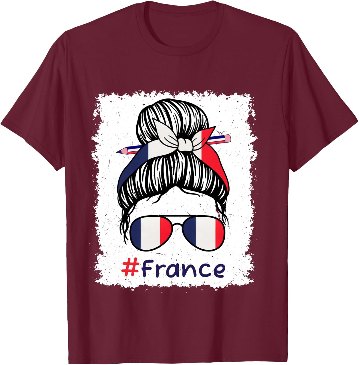 14 juillet drapeau français Fête nationale France tricolore Manche Longue T-Shirt - T-Shirt | Maroon