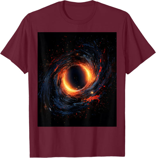 Blackhole in Deep Space T-Shirt - T-Shirt | Maroon