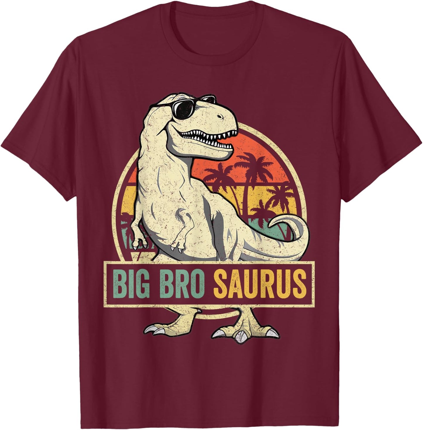 Bigbrosaurus T Rex Dinosaur Big Bro Saurus Brother Family T-Shirt - T-Shirt | Maroon