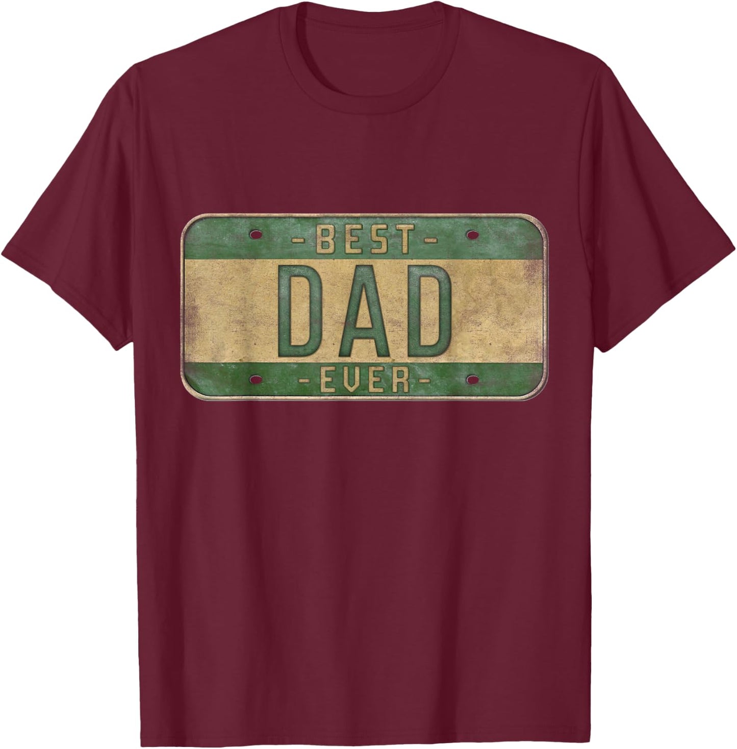 Best Dad Eever Vintage Car Plate Father's Day Papa T-Shirt - T-Shirt | Maroon