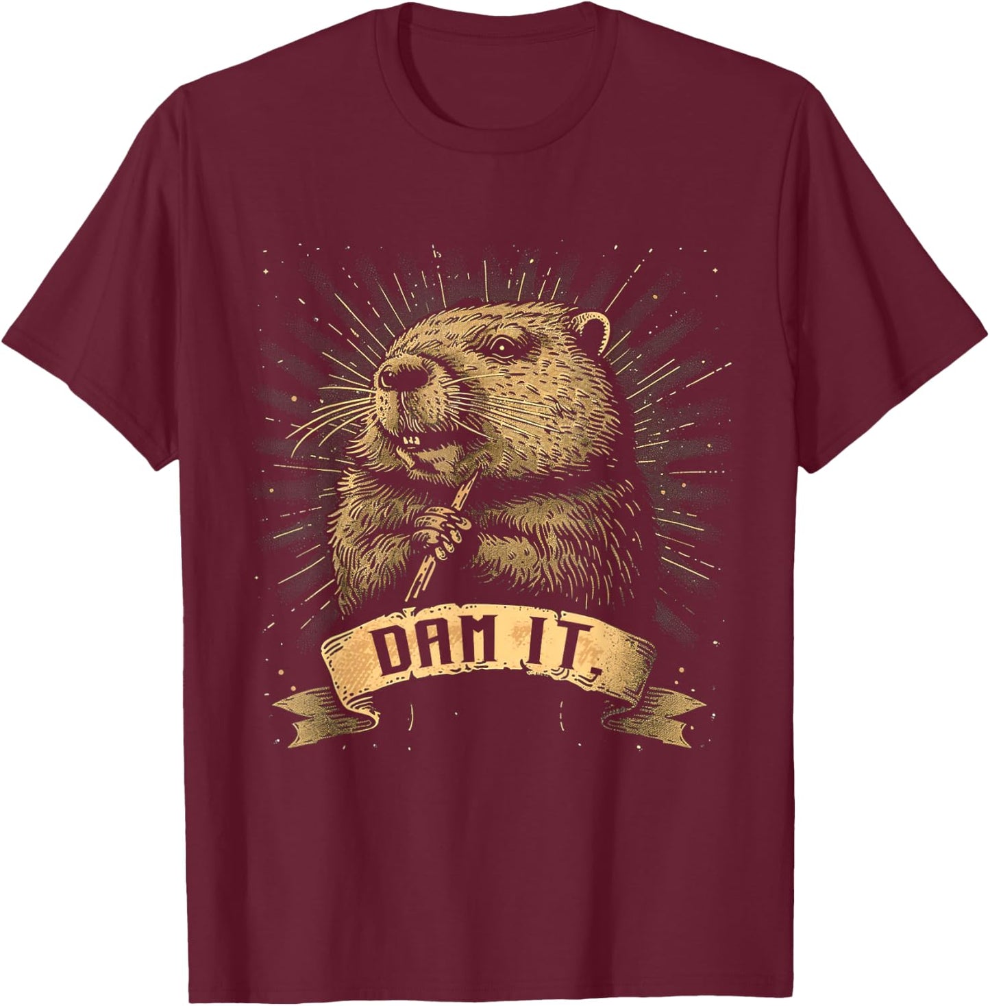 Damn It Vintage Beavers Funny Outfits Lovely Animals Beaver T-Shirt - T-Shirt | Maroon