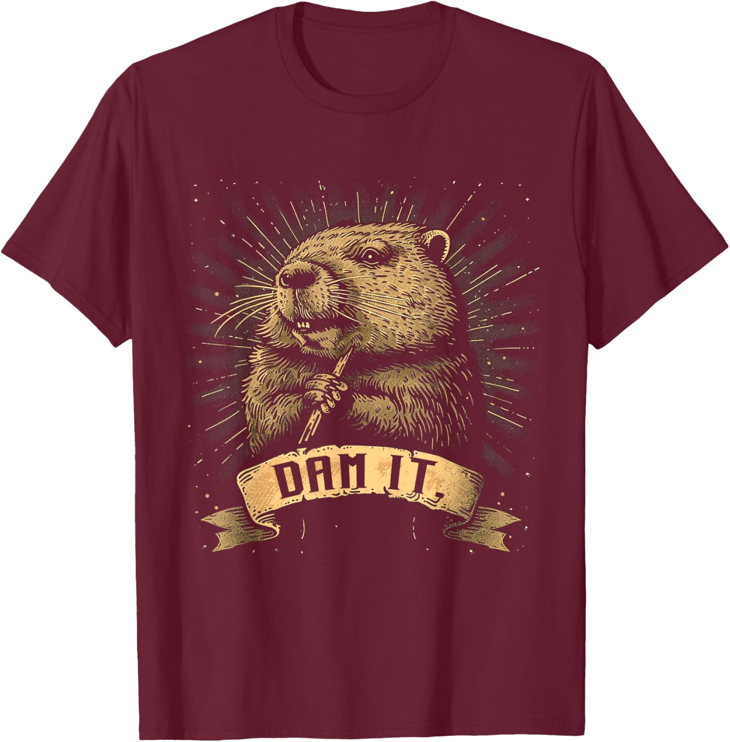 Damn It Vintage Beavers Funny Outfits Lovely Animals Beaver T-Shirt - T-Shirt | Maroon
