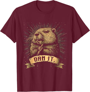 Damn It Vintage Beavers Funny Outfits Lovely Animals Beaver T-Shirt - T-Shirt | Maroon