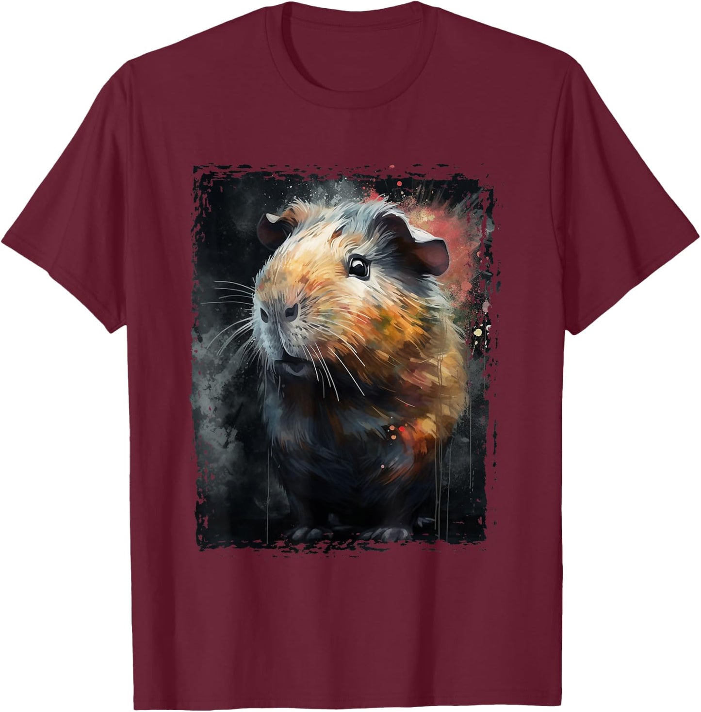 Guinea Pig Shirt Furry Potato Watercolor Guinea Pig Funny T-Shirt - T-Shirt | Maroon
