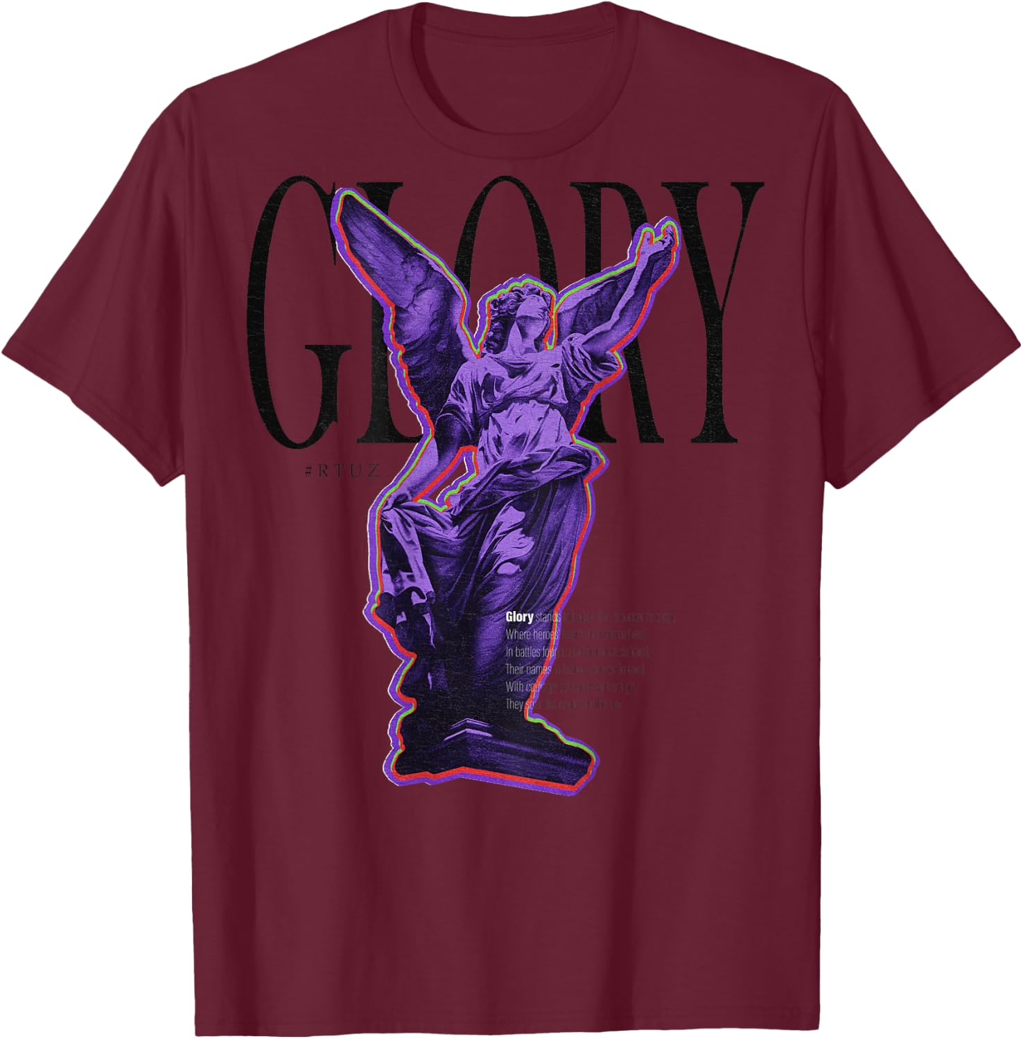 Hip Hop Angel Vintage Edgy Y2K Backprint Streetwear Angel T-Shirt - T-Shirt | Maroon