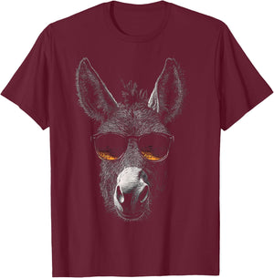 Donkey Animal Sunglasses Art Donkey , black T-Shirt - T-Shirt | Maroon