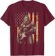 Bigfoot Sasquatch Playing Guitar 4th July American USA Flag T-Shirt - T-Shirt | Maroon