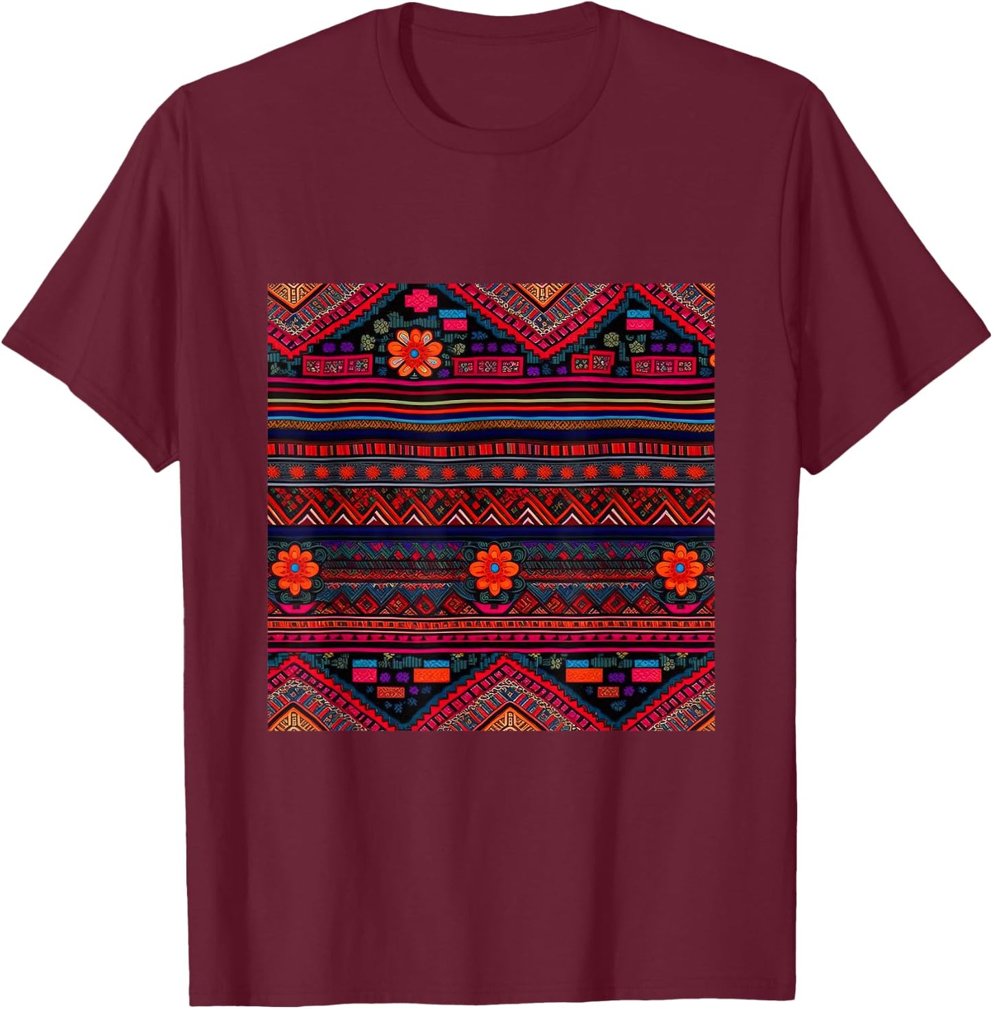 Hmong Tribal Design T-Shirt - T-Shirt | Maroon