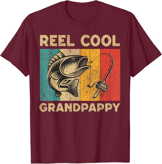 Father's Day Present Funny Fishing Reel Cool Grandpappy T-Shirt - T-Shirt | Maroon