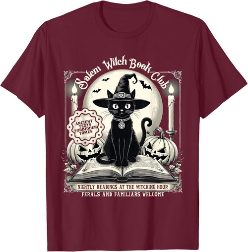 Salem Witch Book Club Vintage Halloween Cat Noir Book Lover