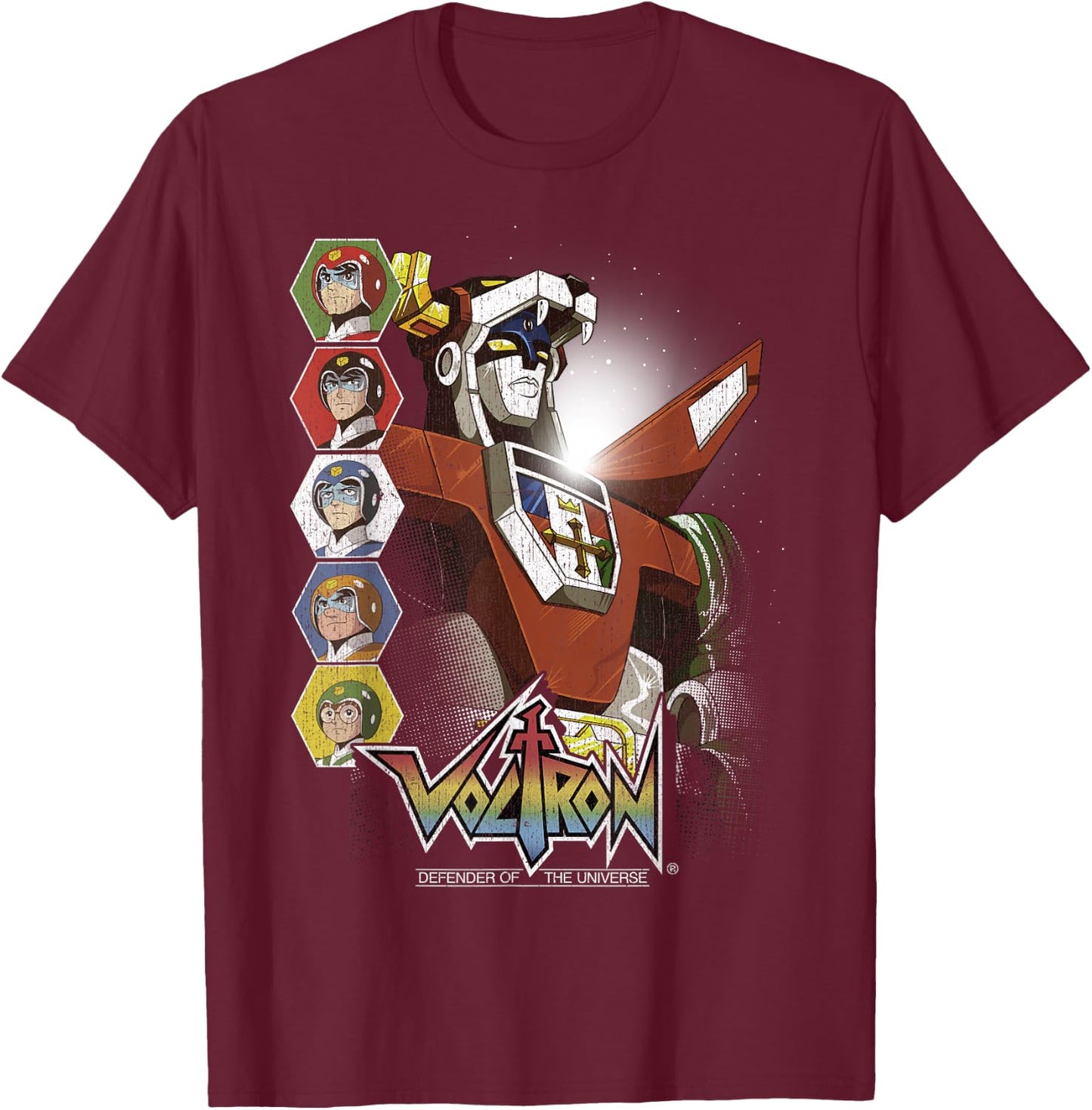 Voltron Defender of The Universe Lions Unite Graphic T-Shirt - T-Shirt | Maroon