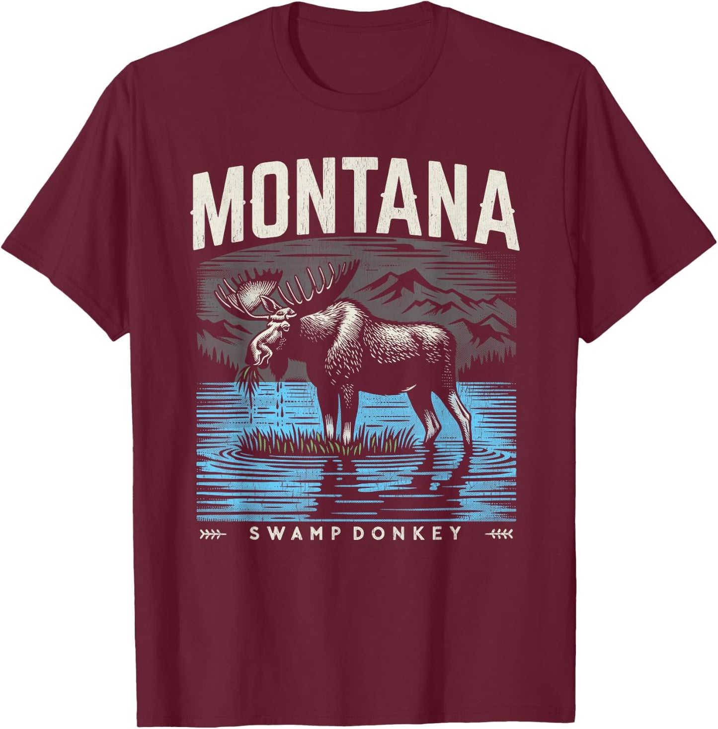 Montana Moose - The Original Swamp Donkey T-Shirt - T-Shirt | Maroon