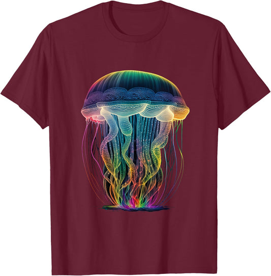Luminous Jellyfish T-Shirt - T-Shirt | Maroon