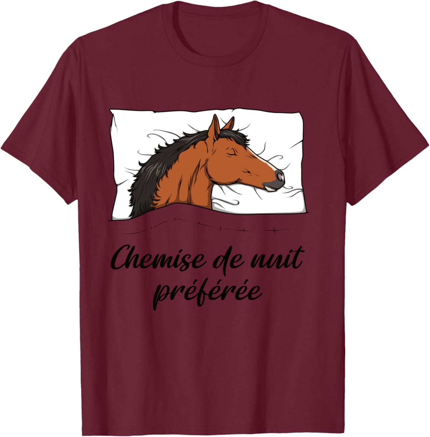 Horse Nightshirt, Horse Pyjamas T-Shirt - T-Shirt | Maroon