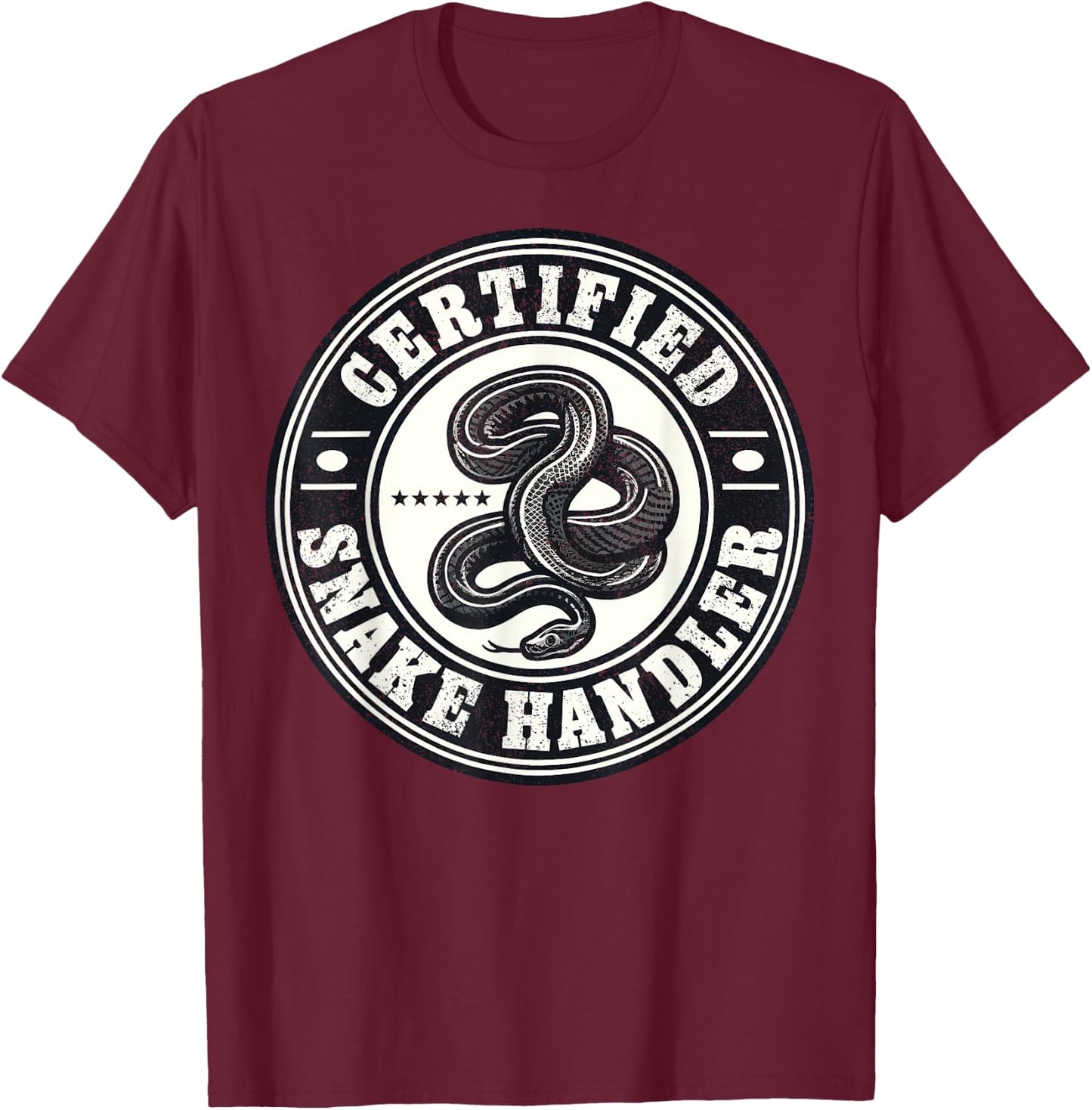 Certified Snake Handler I Snake T-Shirt - T-Shirt | Maroon
