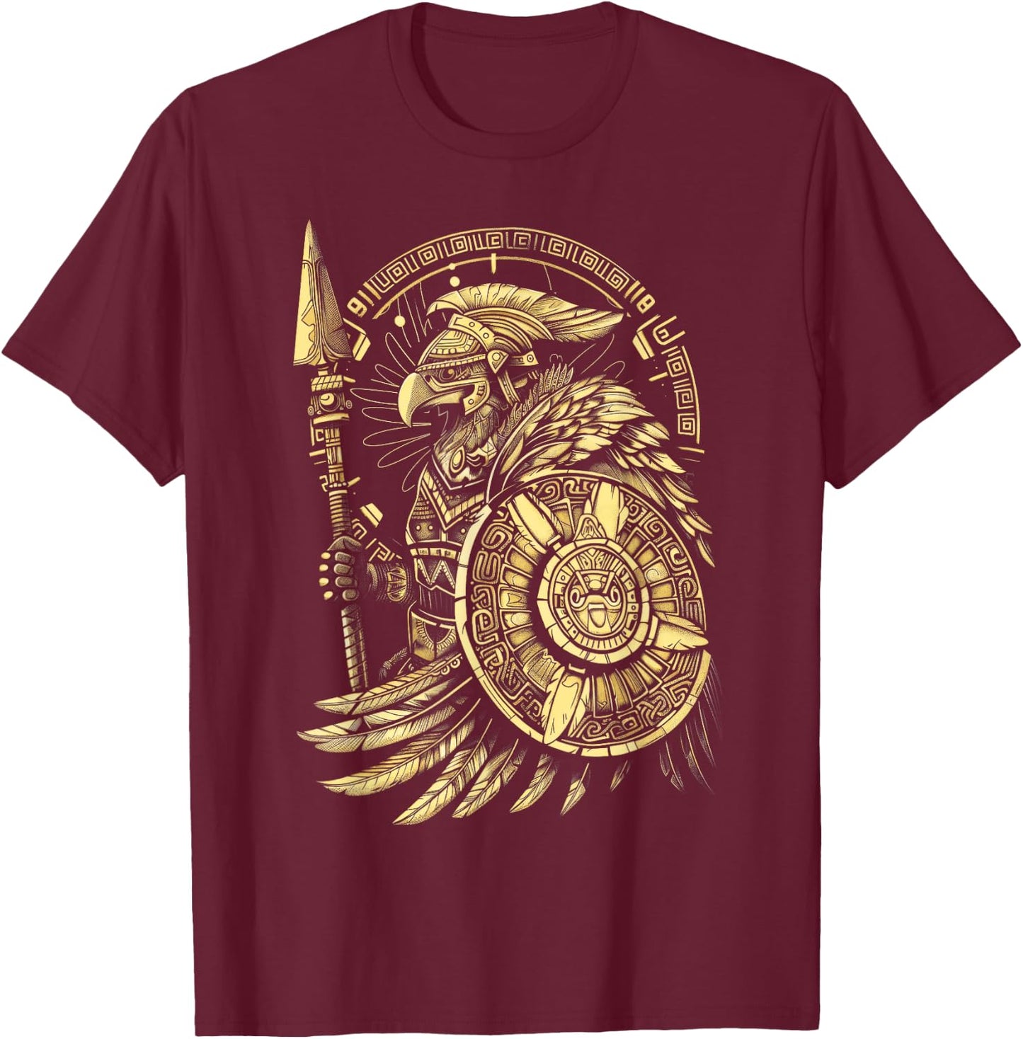 Aztec Warrior Eagle Knight Armor Aztec warrior T-Shirt - T-Shirt | Maroon