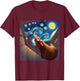 Van Gogh Funny Chicken Starry Night Art T-Shirt - T-Shirt | Maroon