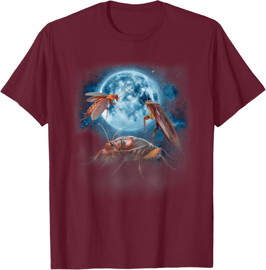 Cockroach Shirt - Cockroach Shirt Funny Howling at the Moon T-Shirt - T-Shirt | Maroon
