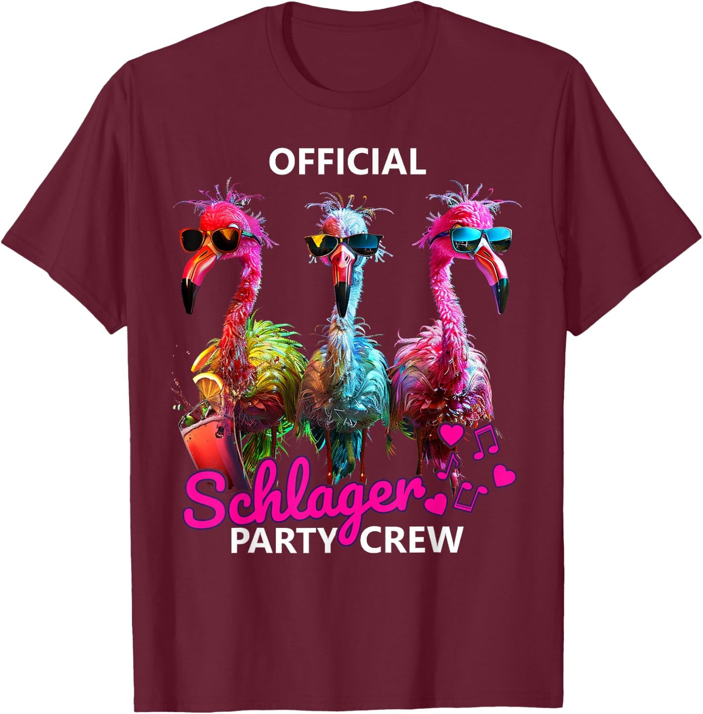 Official Schlager Party Crew , black T-Shirt - T-Shirt | Maroon