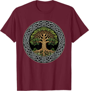 Celtic tree of life, Yggdrasil, norse mythology, world tree T-Shirt - T-Shirt | Maroon