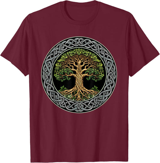 Celtic tree of life, Yggdrasil, norse mythology, world tree T-Shirt - T-Shirt | Maroon