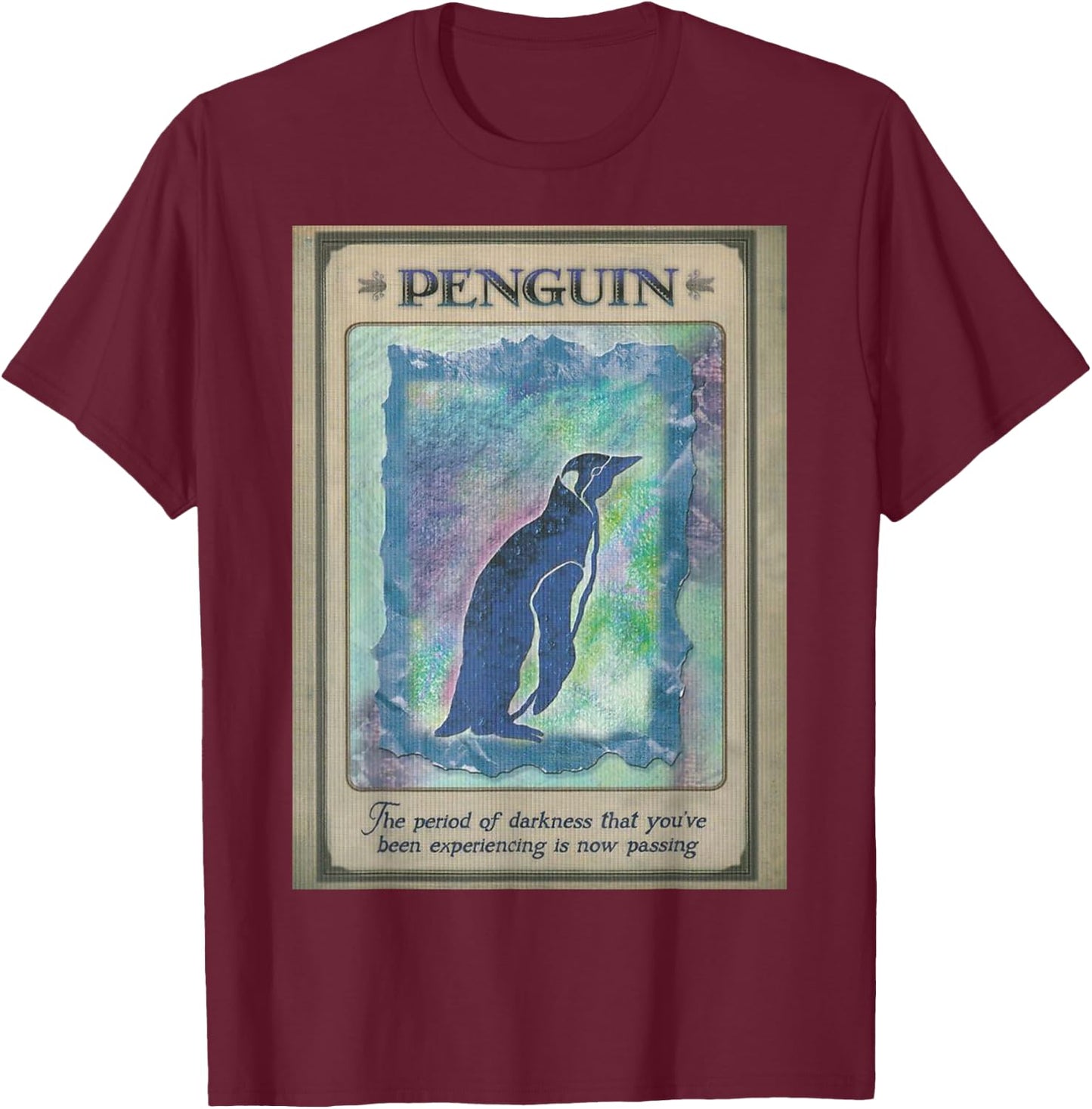 Penguin Tarot Card T-Shirt - T-Shirt | Maroon