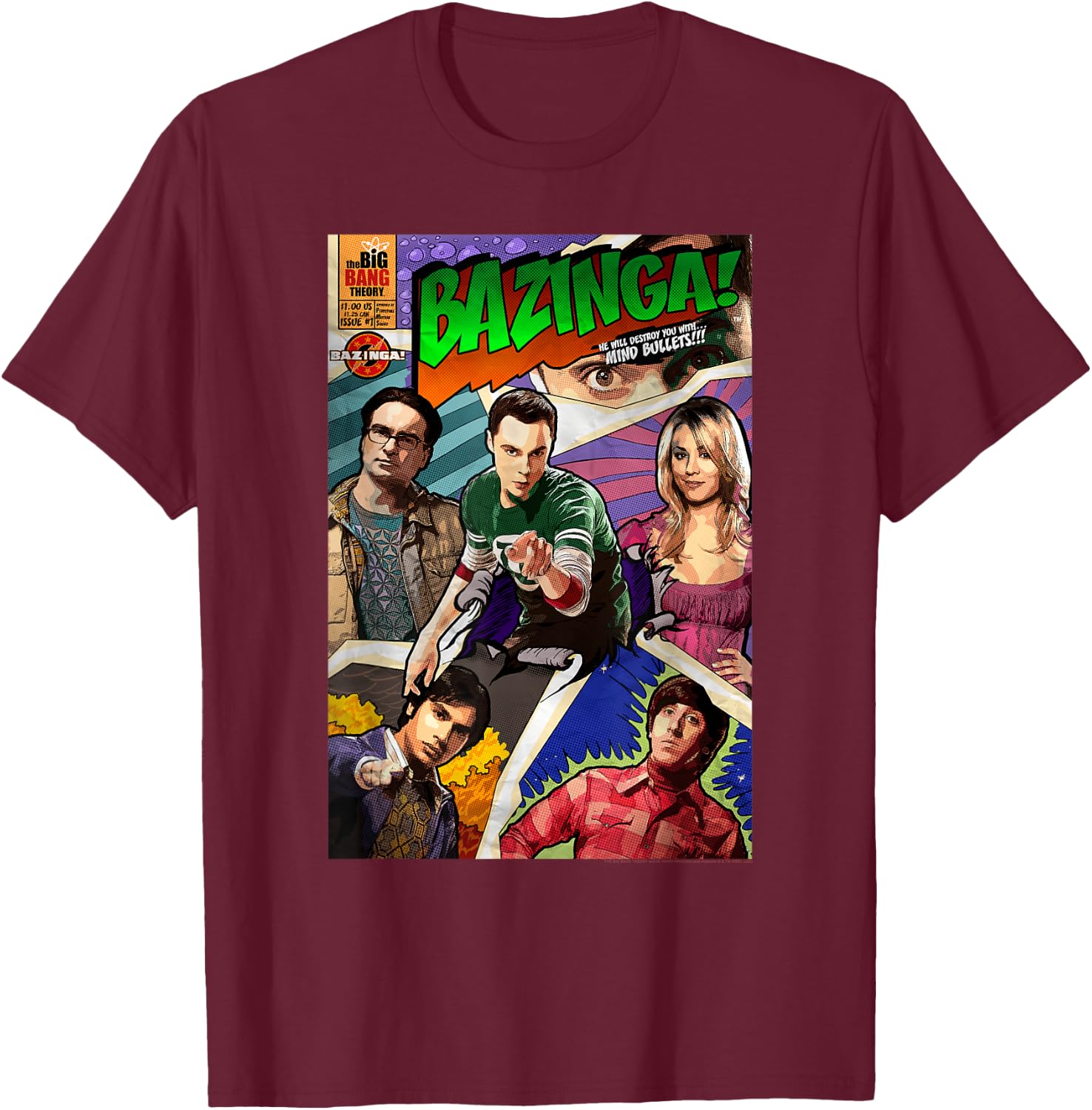 The Big Bang Theory Bazinga T-Shirt - T-Shirt | Maroon