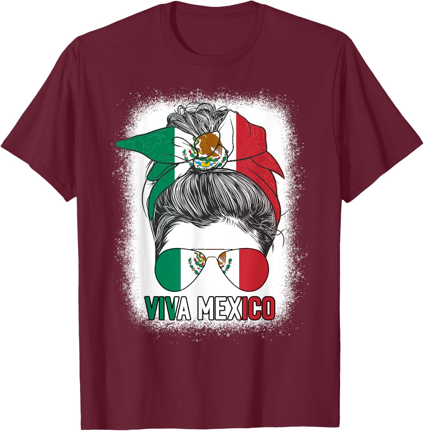 Mexico Independence Day Viva Mexican Pride Hispanic Flag T-Shirt - T-Shirt | Maroon