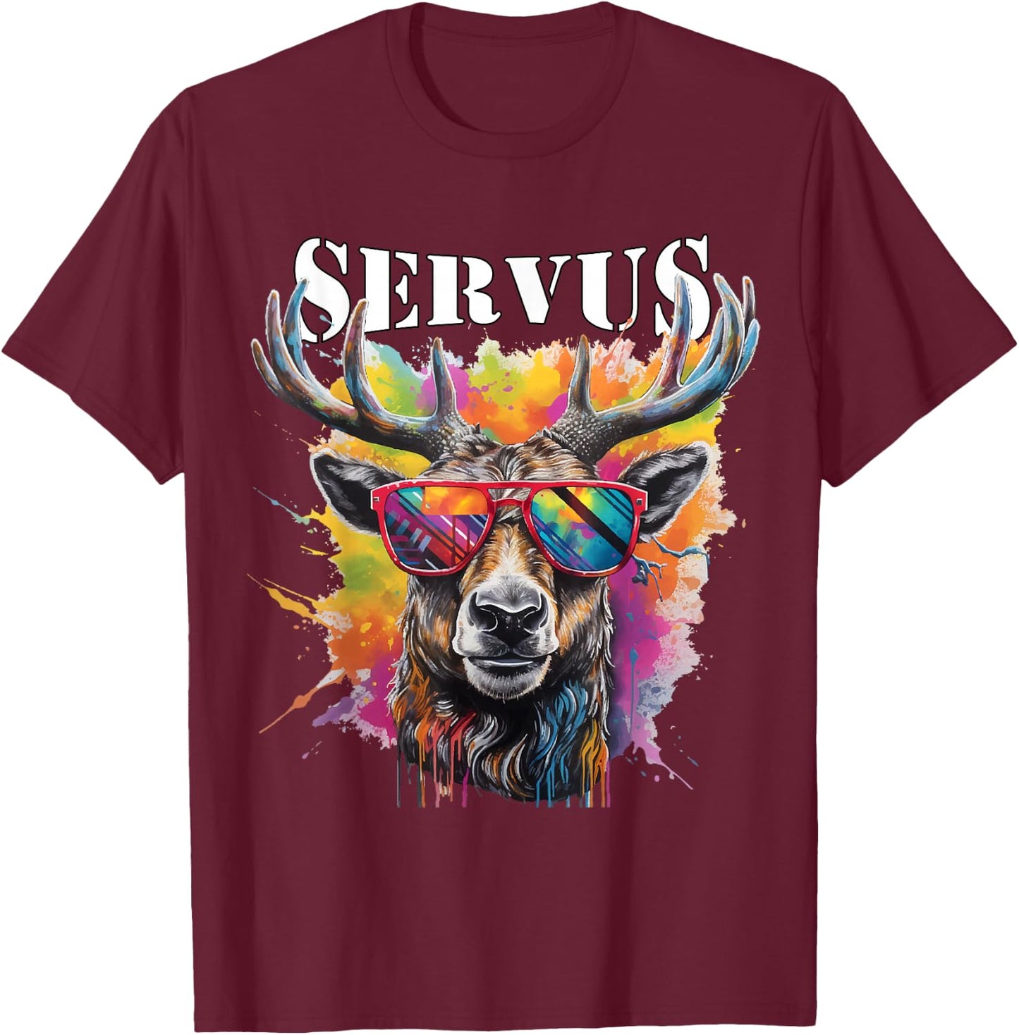 Servus Trachtenshirt Trachten Tracht Hirsch Tirol & Bayern T-Shirt - T-Shirt | Maroon