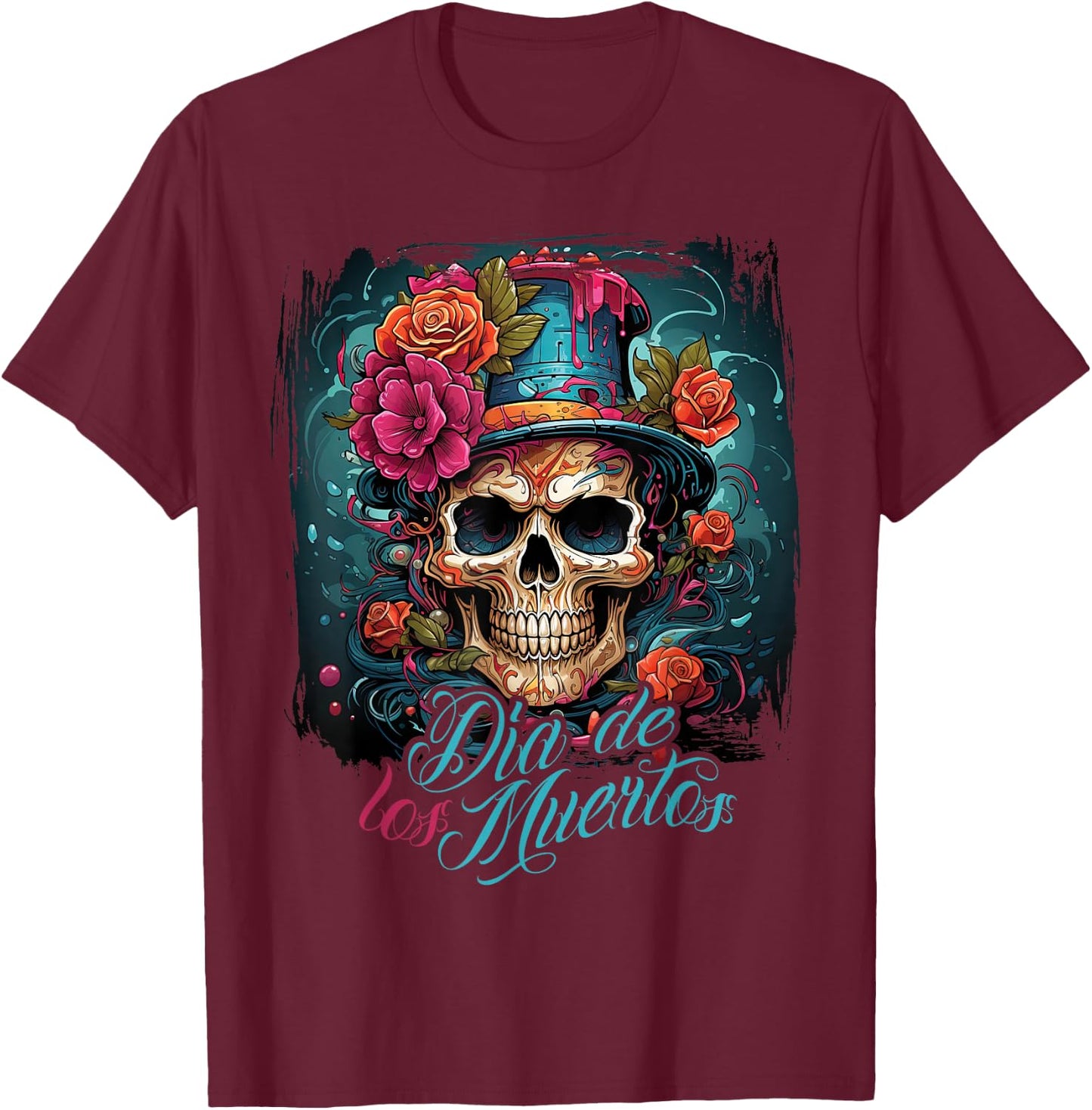 Dia De Los Muertos Mexico Day Of The Dead Design La Catrina , black T-Shirt - T-Shirt | Maroon