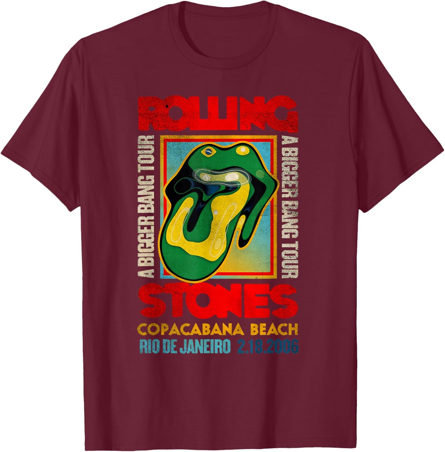 Official Rolling Stones A Bigger Bang Copacabana Tour , black T-Shirt - T-Shirt | Maroon
