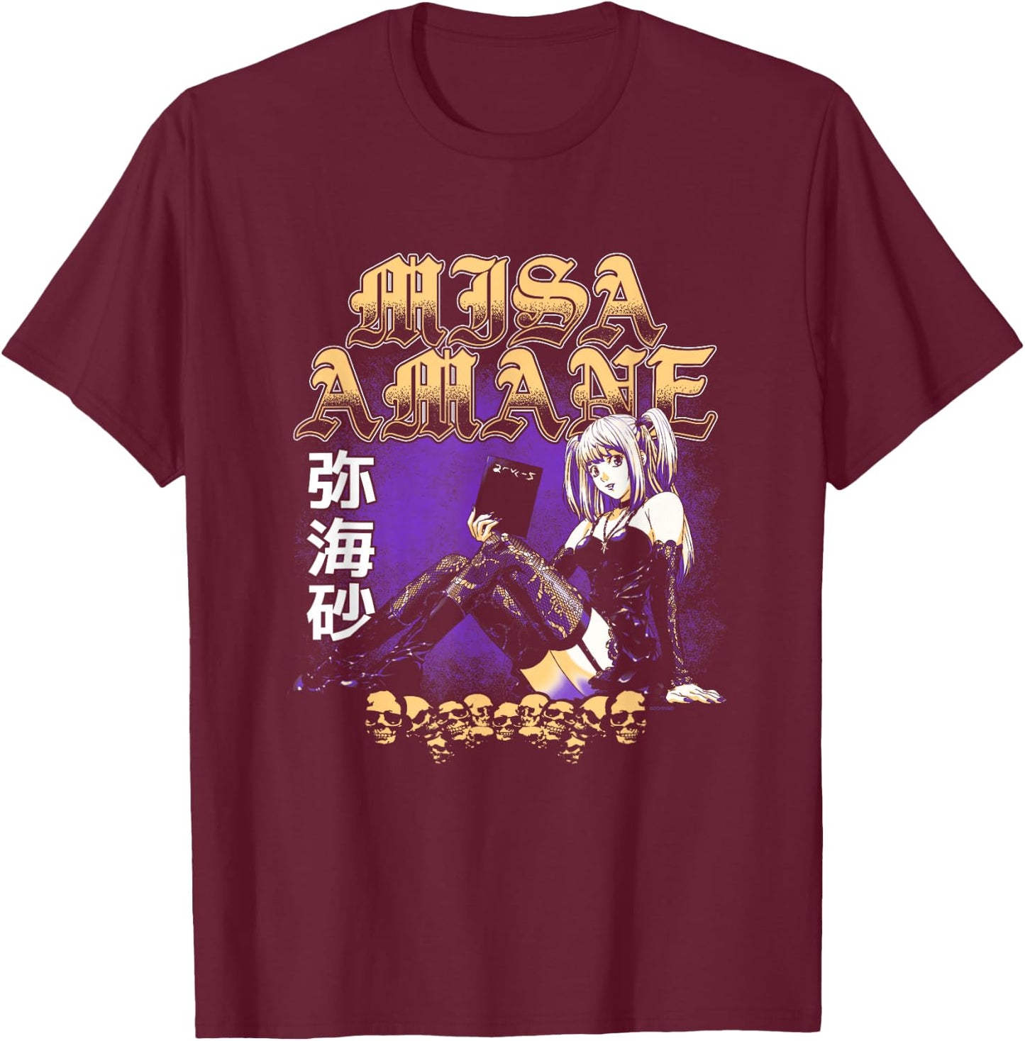Death Note Misa Amane Old English Text Anime T-Shirt - T-Shirt | Maroon