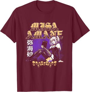 Death Note Misa Amane Old English Text Anime T-Shirt - T-Shirt | Maroon