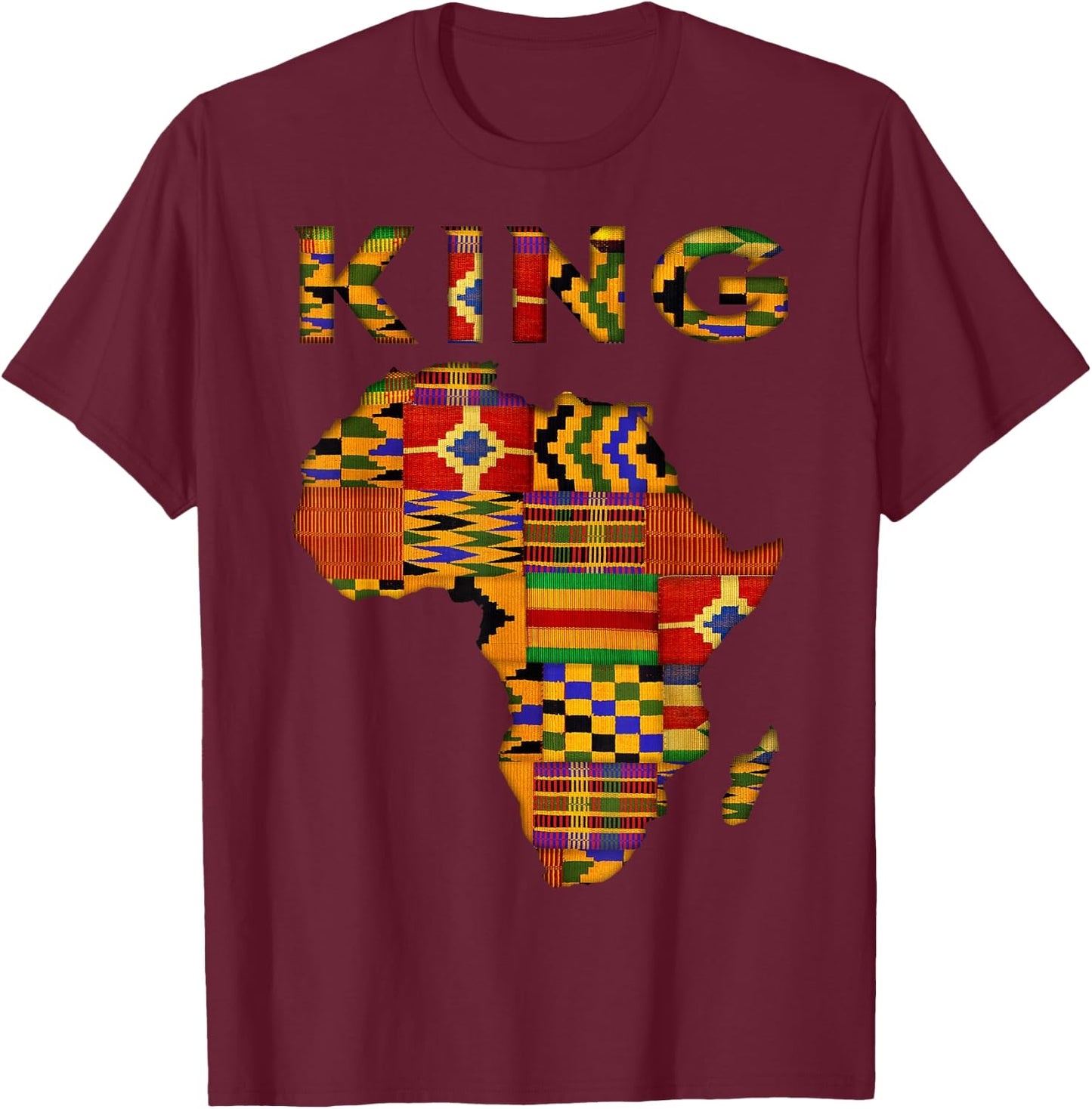 Cool African King Kente Cloth Africa Ghana Kids Men T-Shirt - T-Shirt | Maroon